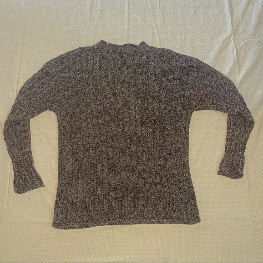 GAP BROWN WOVEN CREWNECK CABLE KNIT COTTON SWEATER - Picture 8 of 10